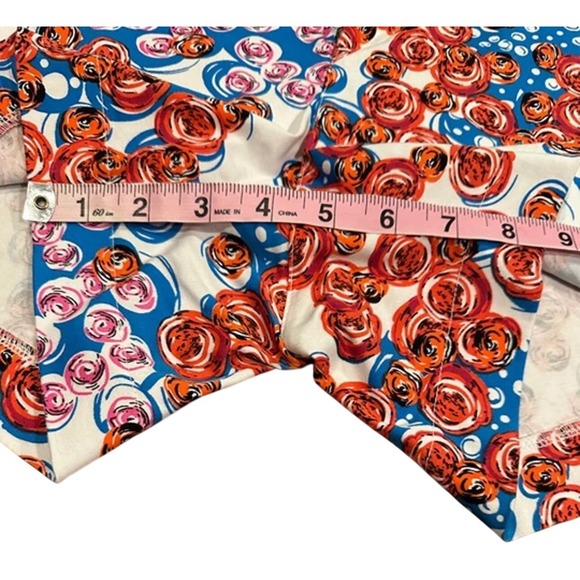 Tracy Negoshian Womens Cotton Mid-Rise Four Pocket Shorts Orange/Blue Sz 8 - Picture 5 of 9